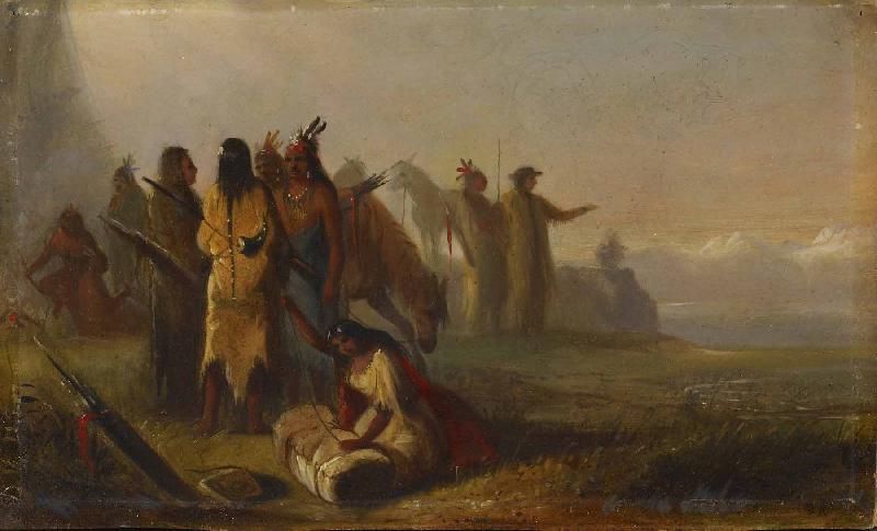 Alfred Jacob Miller Scene of Trappers and Indians oil painting image